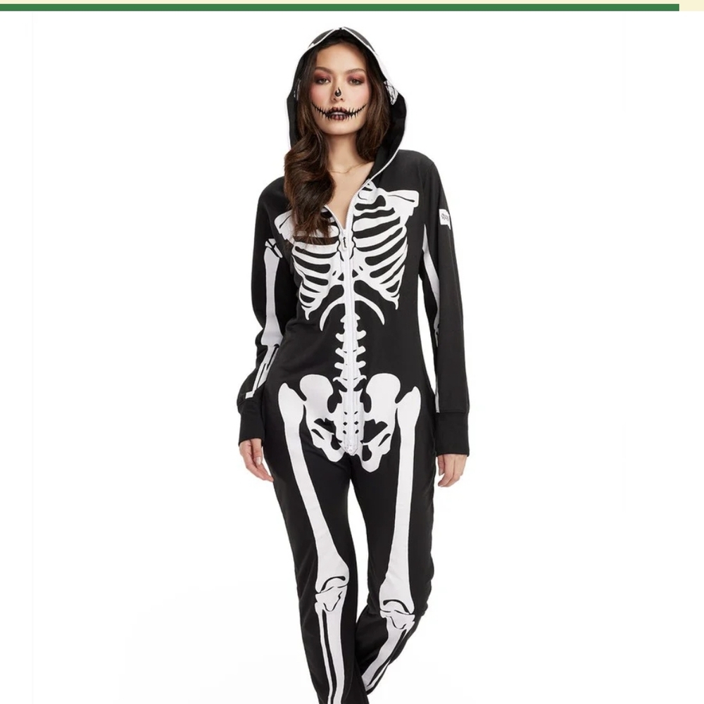 Tipsy Elves Black and White Skeleton Onesie.   Size XS.